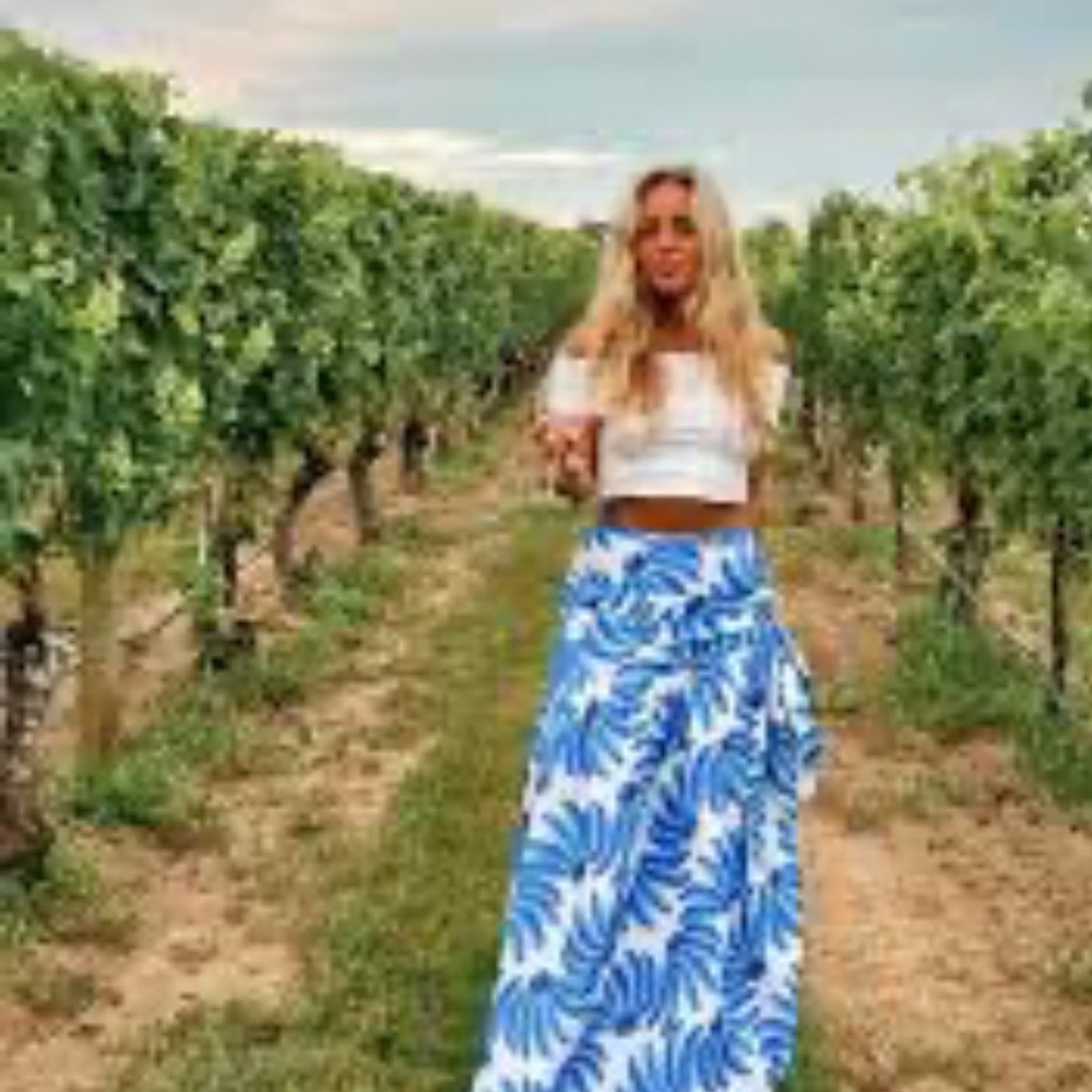 Maxi Skirt - Blue Tropical Print